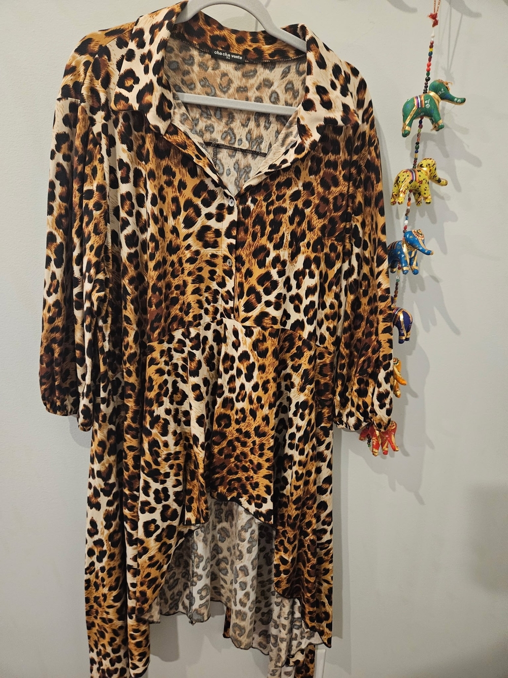 cha cha vente Brown and Black Leopard Print Blouse